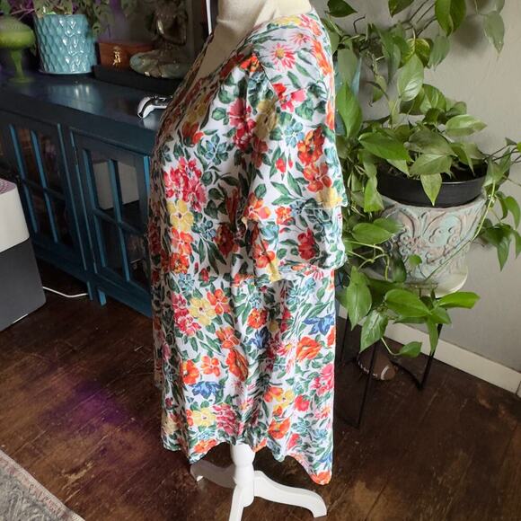 Caffe Marrakesh Floral Flowy Short Sleeve Blouse Brightly Colored 2X - Picture 6 of 10